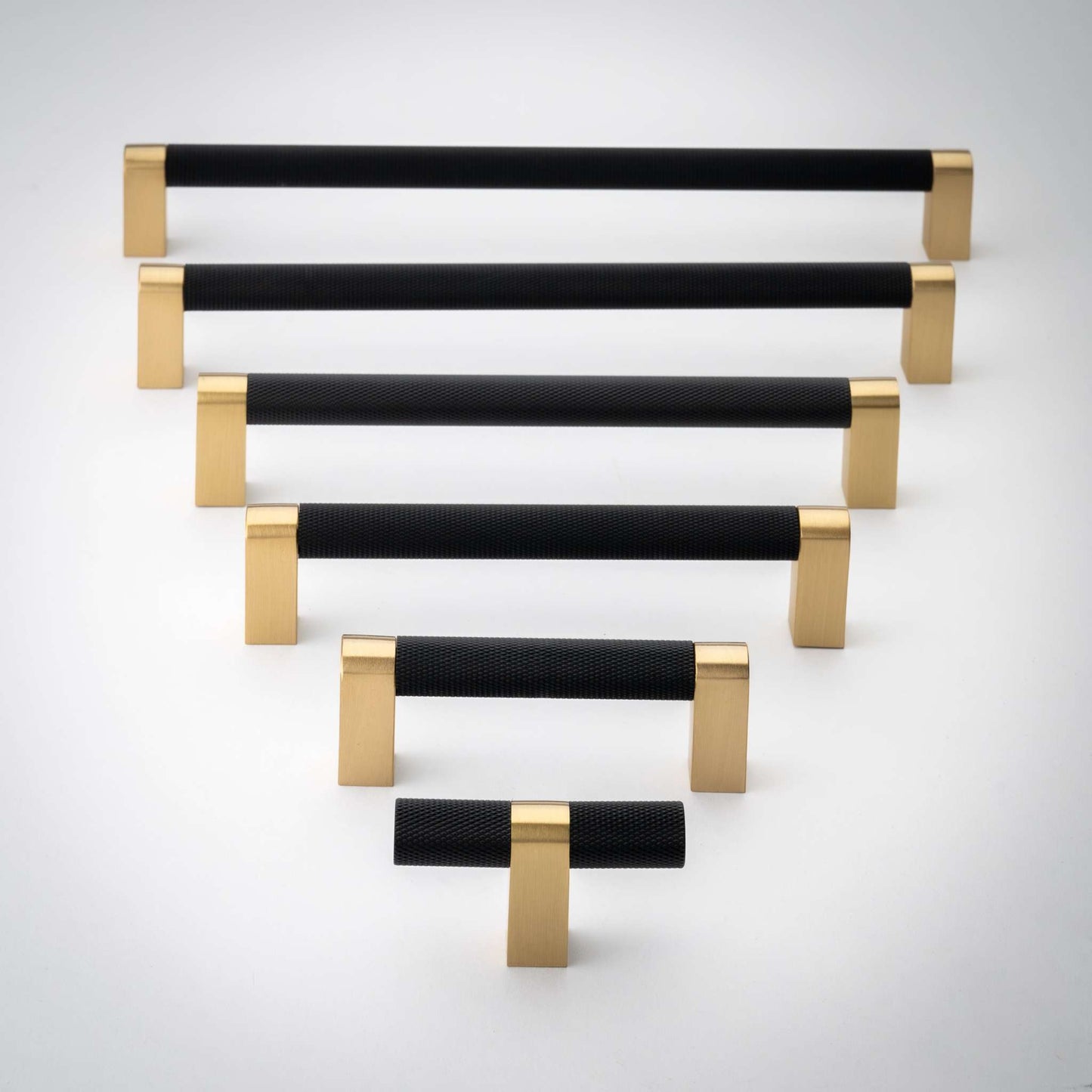 Bold, Black & Gold Knurled Solid Brass Cabinet Pulls