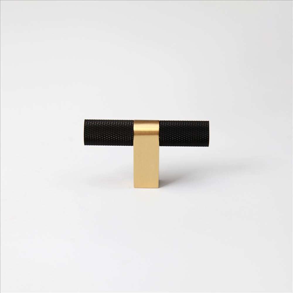 Bold, Black & Gold Knurled Solid Brass Knob Bold, Black & Gold Knurled Solid Brass Knob