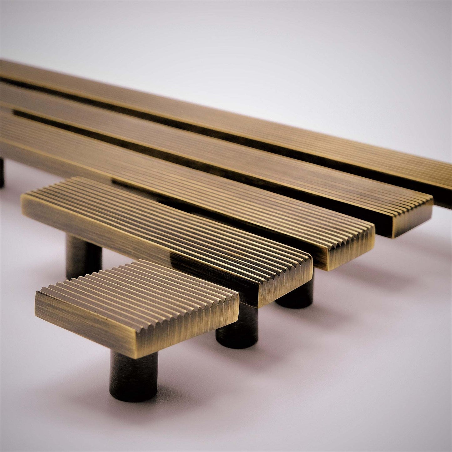 Rail, Antique Brass Cabinet Pulls