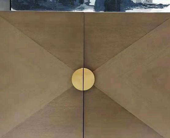 half moon stain brass pull that looks beautiful installed vertically in pairs | Inspire Hardware