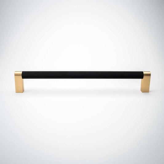 Bold cabinet pull with a long black grip