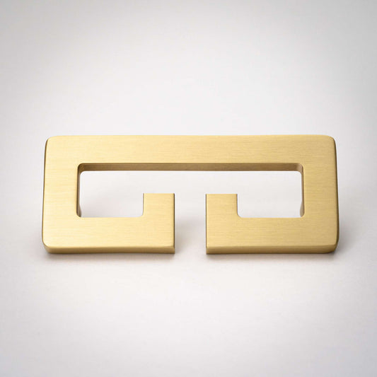 Chloe Greek Key cabinet pull with a brass finish