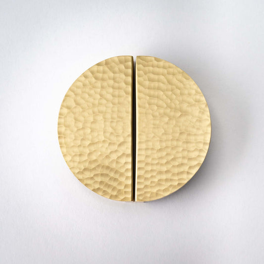 Studio photograph of Hammered Demi Lune, Solid Brass Half Moon Cabinet Pulls.