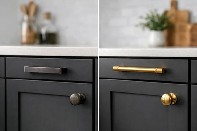 Before After Brass Cabinet Hardware Upgrade