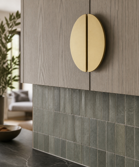 AI-assisted cabinet concept with paired Demi Lune half-moon pulls