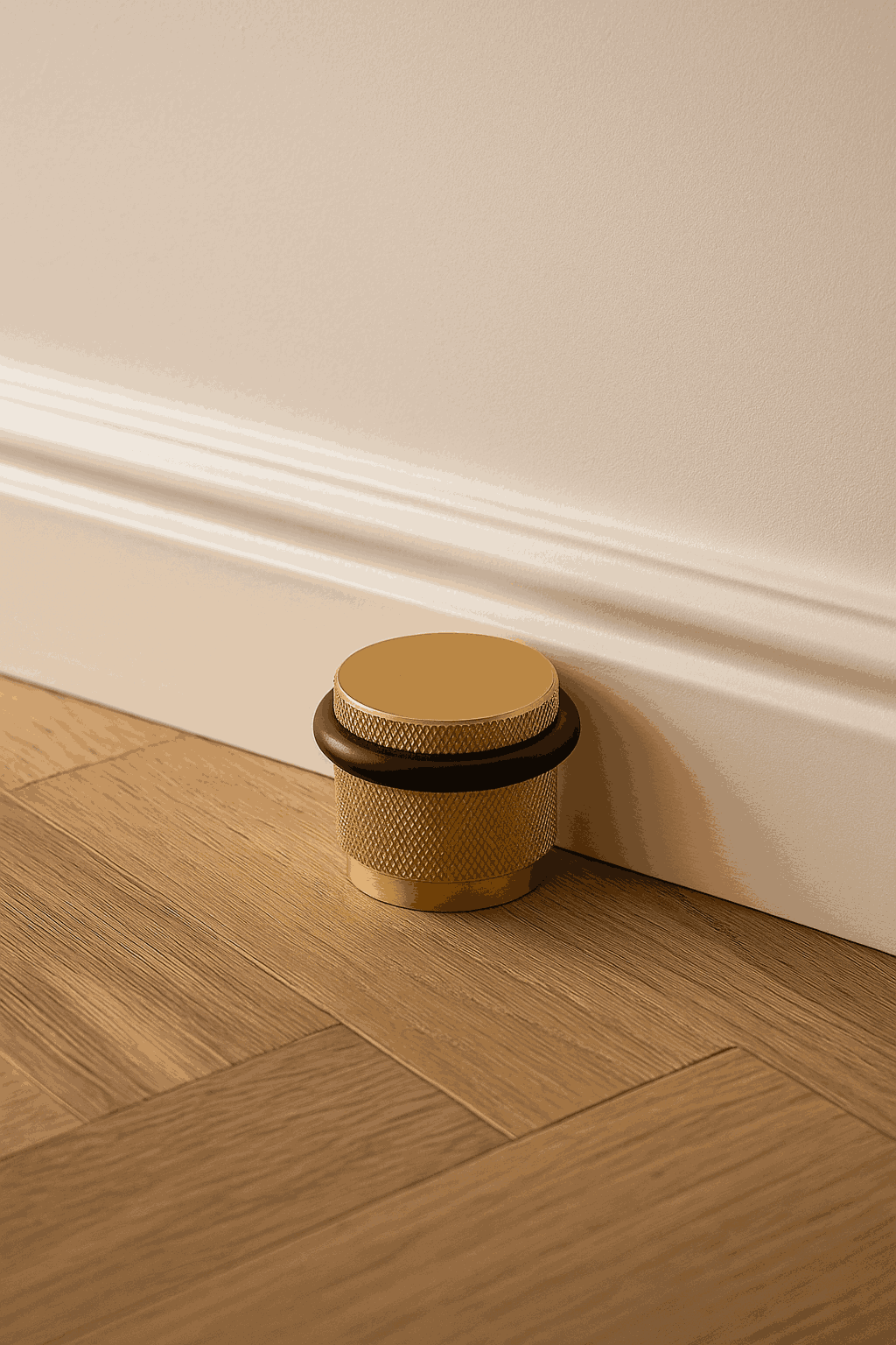 Bastion – Klassische geriffelte Türstopper aus massivem Messing installation
