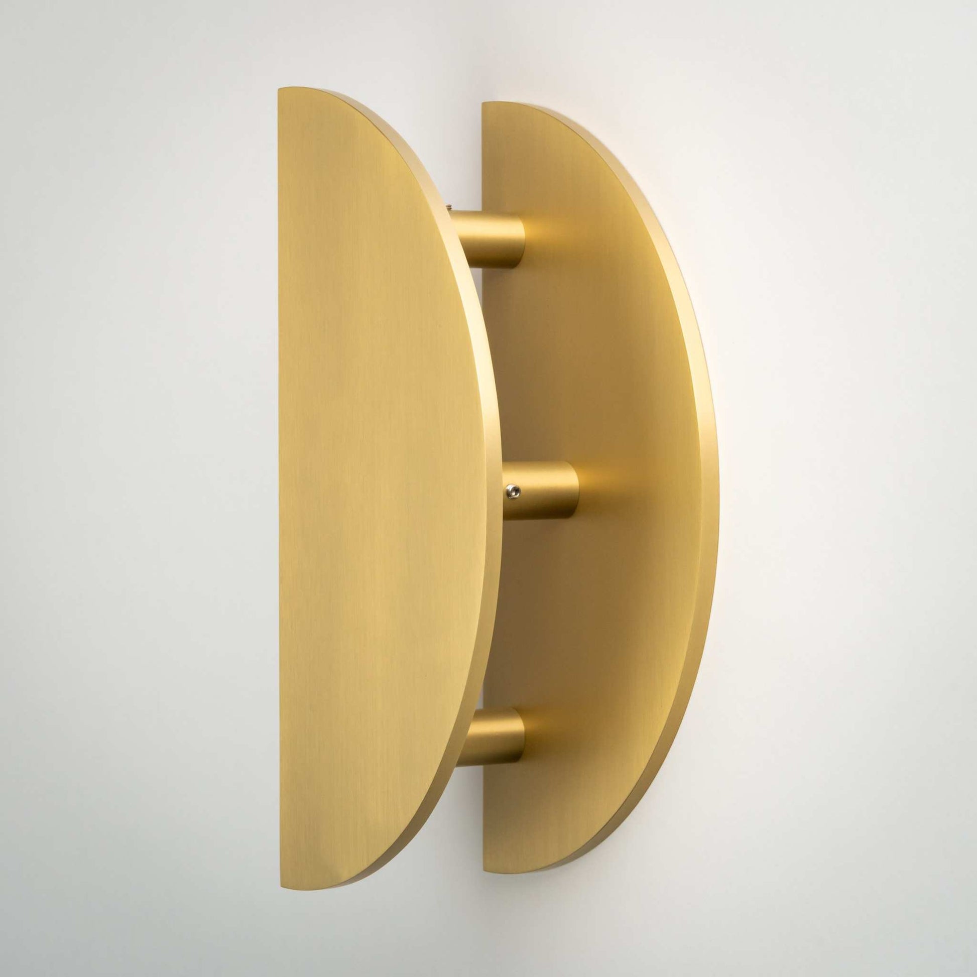 Demi Lune, Solid Brass Half Moon Door HandlesOur handmade Demi Lune door handle is designed to be mounted vertically as a half moon or in 2 pairs to form a full circle. In either orientation, it exudes Zen and Door HandlesDemi Lune, Solid Brass Half Moon Door Handles