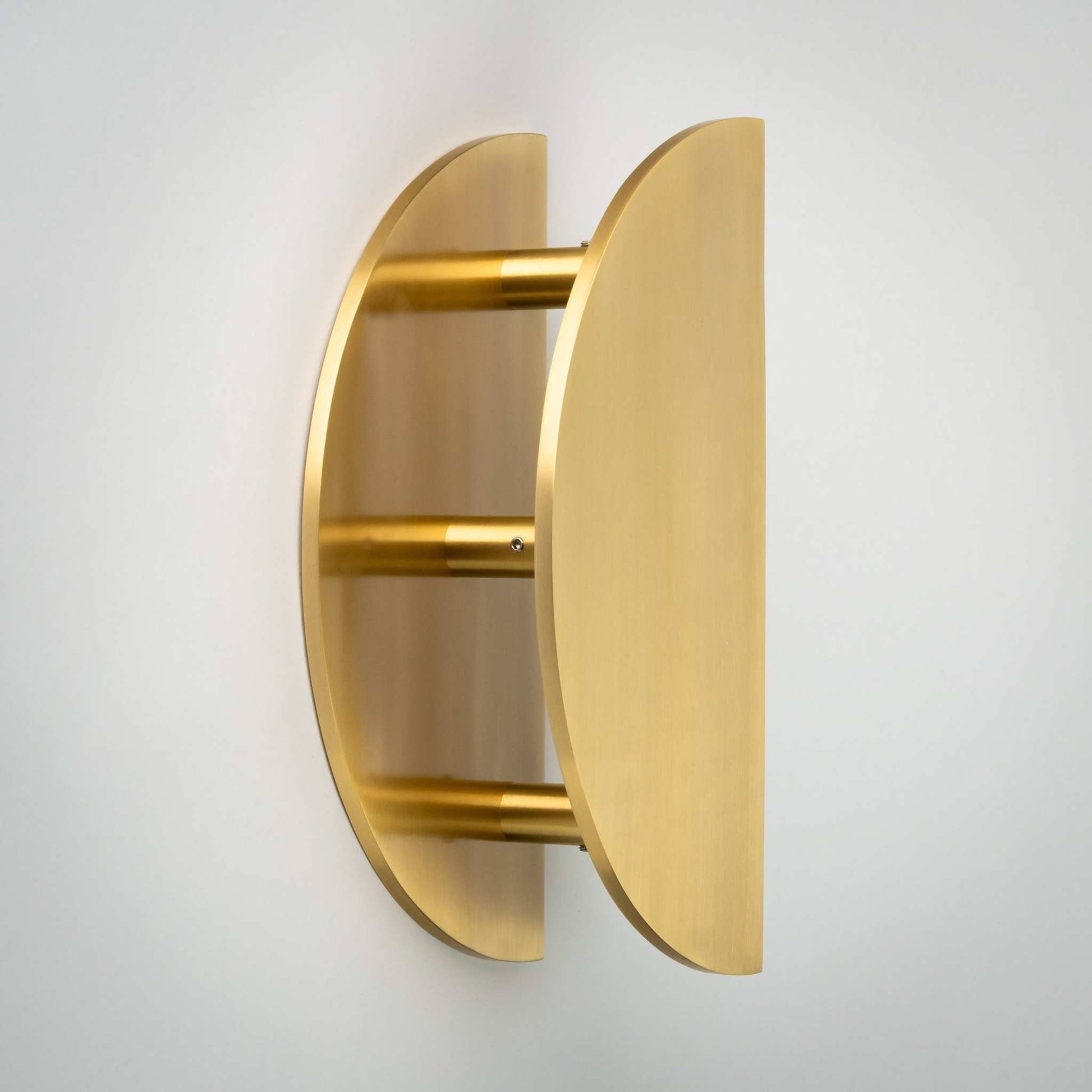 Demi Lune, Solid Brass Half Moon Door HandlesOur handmade Demi Lune door handle is designed to be mounted vertically as a half moon or in 2 pairs to form a full circle. In either orientation, it exudes Zen and Door HandlesDemi Lune, Solid Brass Half Moon Door Handles