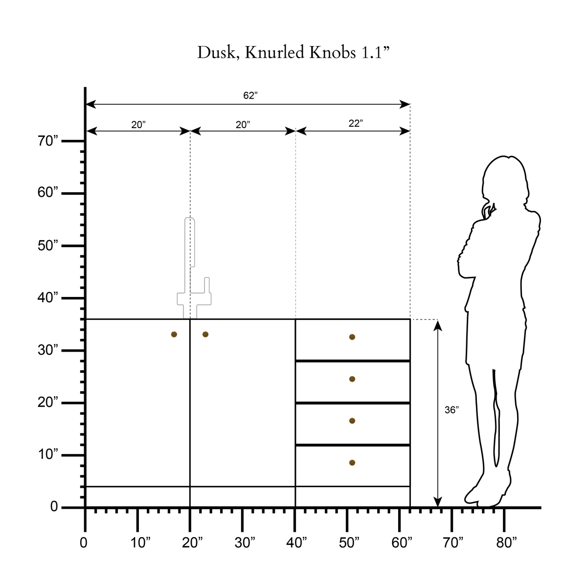 Dusk Knurled Knob scale drawing 1