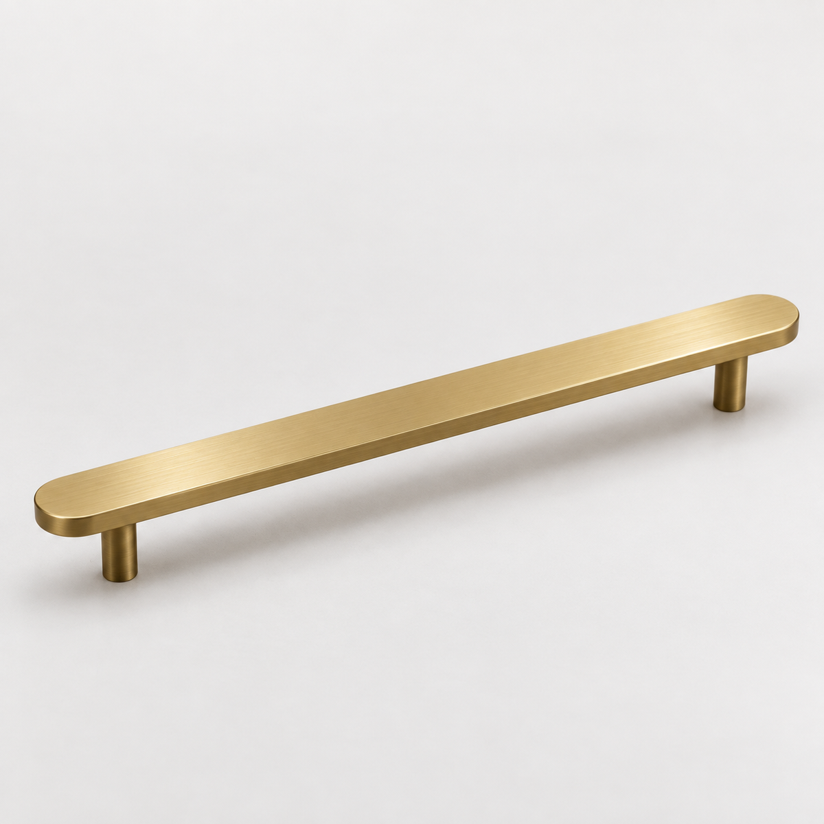 Orbital, Solid Brass Cabinet Pulls — Orbi-P-No-SBG-10-8; AI-assisted finish visualization approved by owner