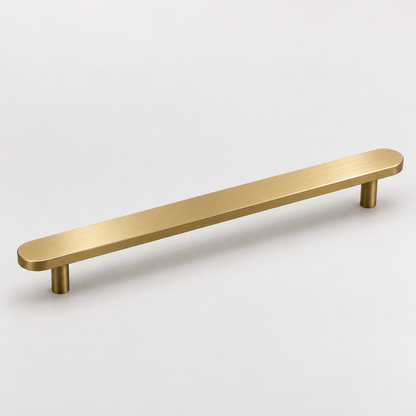 Orbital, Solid Brass Cabinet Pulls — Orbi-P-No-SBG-10-8; AI-assisted finish visualization approved by owner