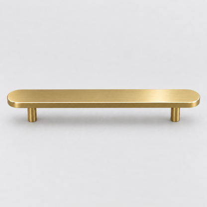 Orbital, Solid Brass Cabinet Pulls — Orbi-P-No-SBG-10-8; AI-assisted finish visualization approved by owner