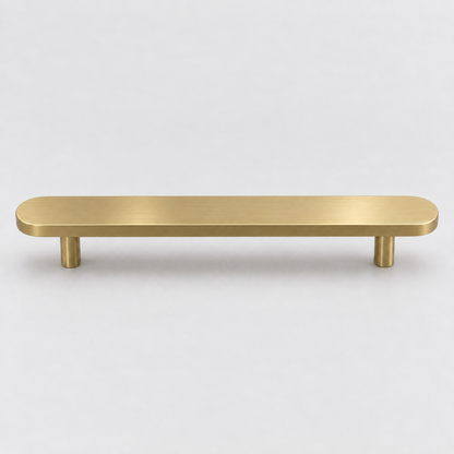 Orbital, Solid Brass Cabinet Pulls — Orbi-P-No-SBM-10-8; AI-assisted finish visualization approved by owner