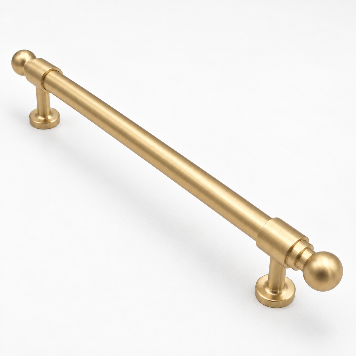 Bishop appliance pull in Satin Brass Matte Lacquer, AI-assisted product visualization
