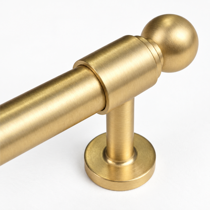Bishop cabinet pull in Satin Brass Matte Lacquer, AI-assisted studio product image