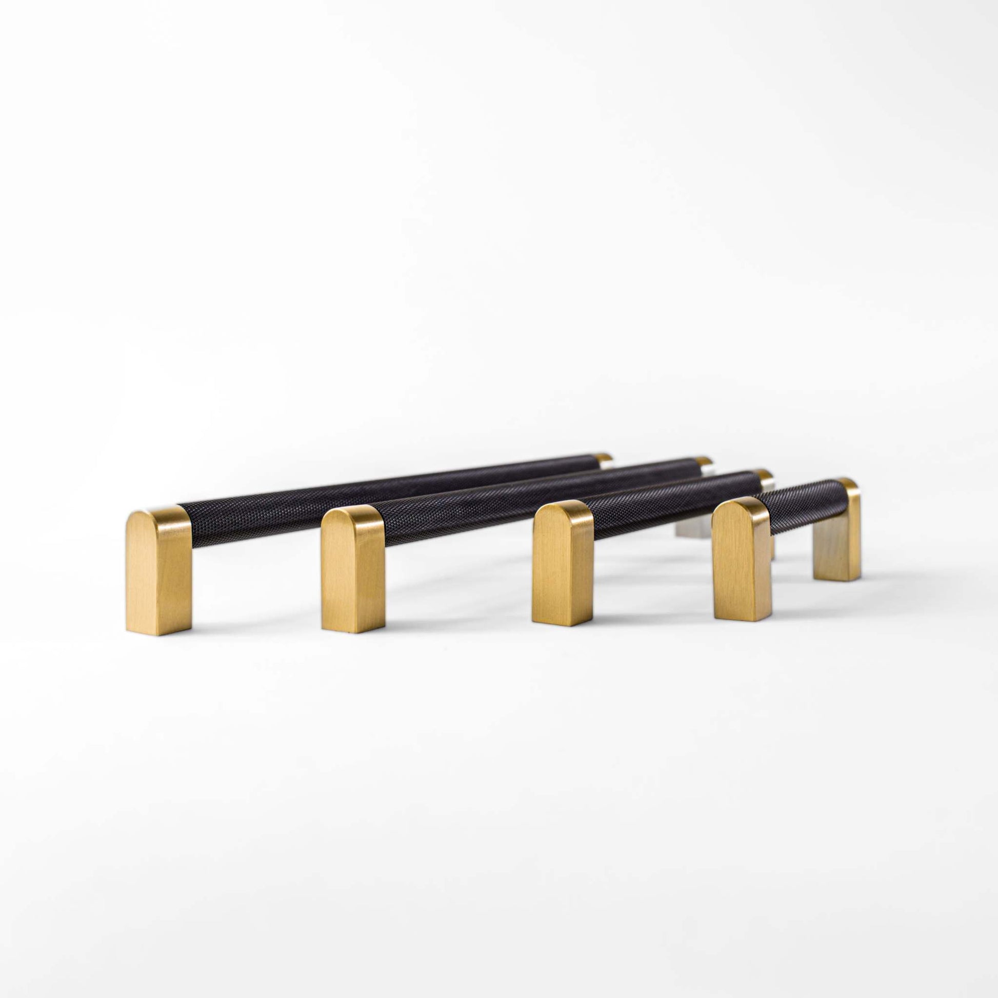 Bold, Knurled Matte Black and Brushed Brass Cabinet Pull, Solid Brass, 26  1/2 – Inspire Hardware