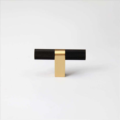 Bold, Black & Gold Knurled Solid Brass Knob