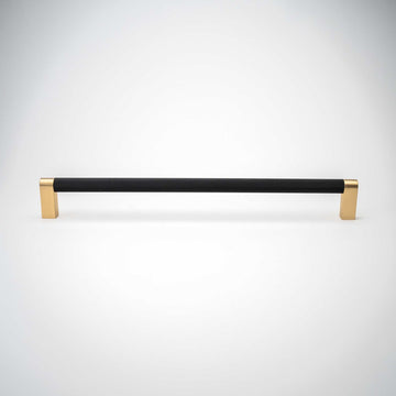 Knurled Black & Brass Pulls | Inspire Hardware Matte Black with Satin Brass (gloss lacquer) / 9" Knurled Black & Brass Pulls | Inspire Hardware Matte Black with Satin Brass (gloss lacquer) / 9"