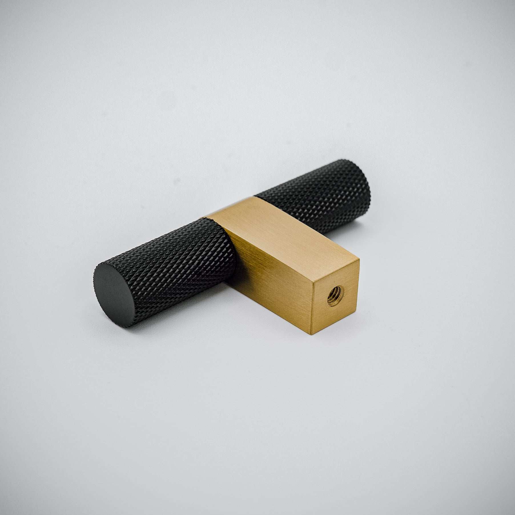 Bold, Knurled Matte Black and Brushed Brass Cabinet Pull, Solid Brass, 26  1/2 – Inspire Hardware