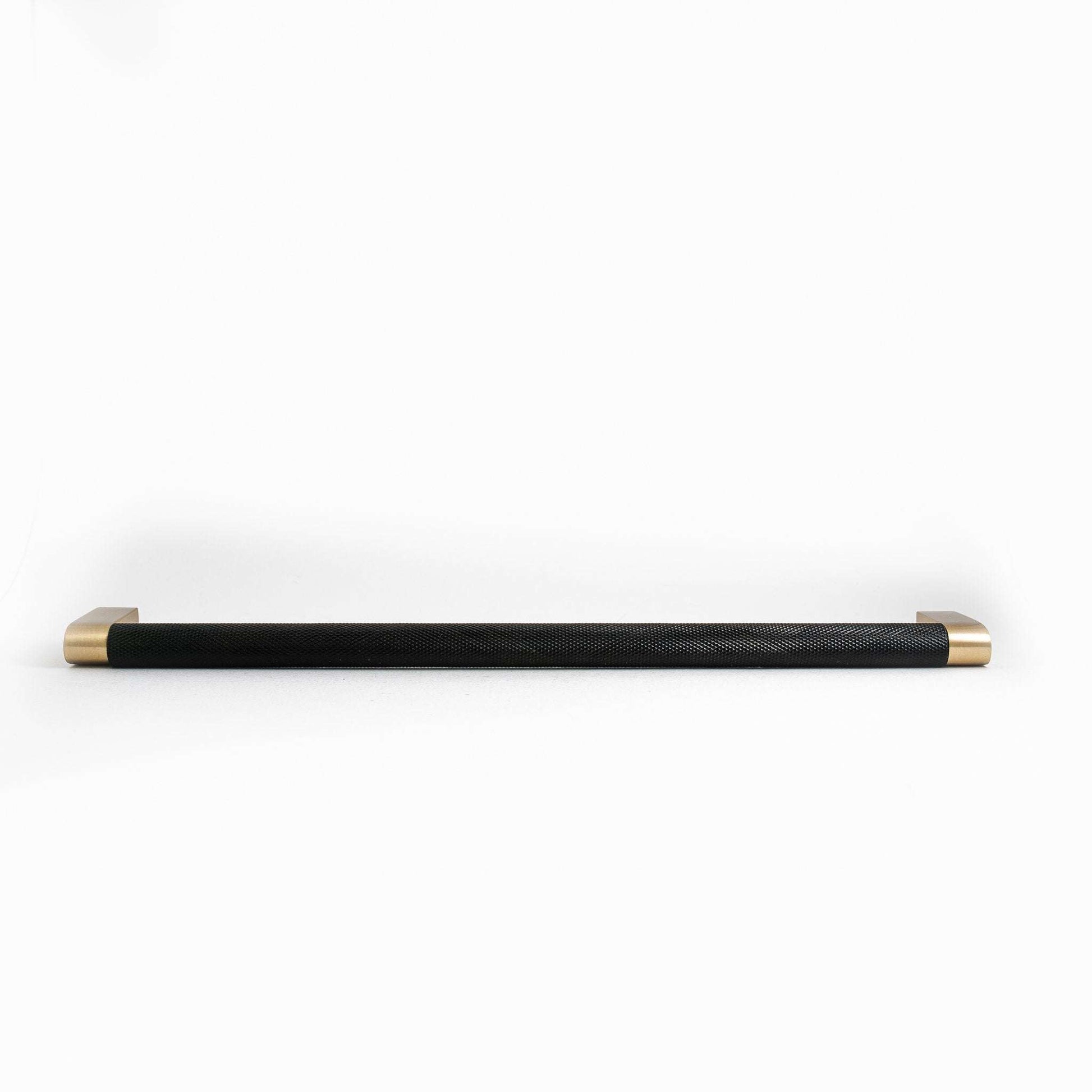 Bold, Knurled Matte Black and Brushed Brass Cabinet Pull, Solid Brass, 26  1/2 – Inspire Hardware