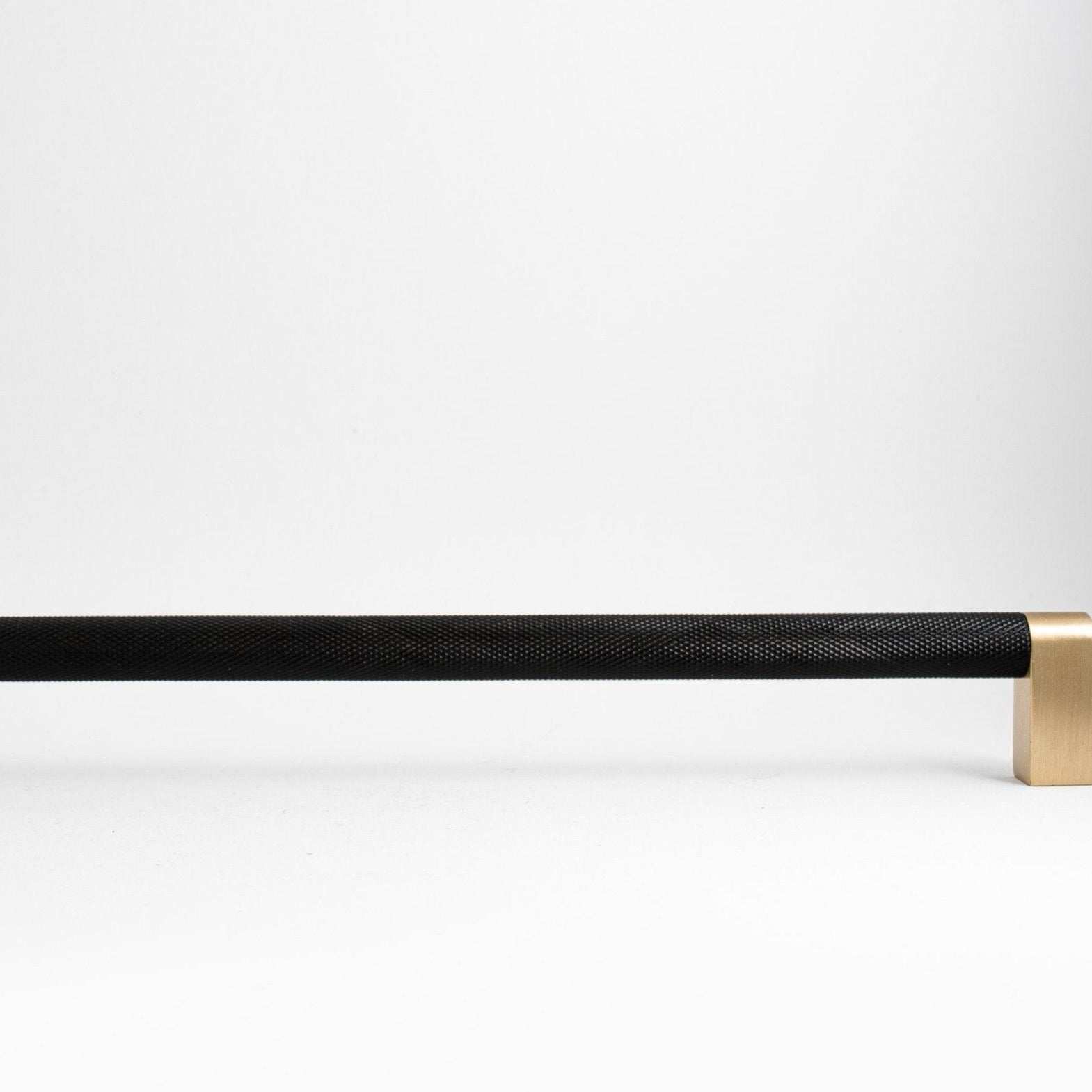 Bold, Knurled Matte Black and Brushed Brass Cabinet Pull, Solid Brass, 26  1/2 – Inspire Hardware