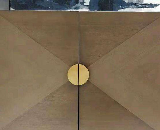 half moon stain brass pull that looks beautiful installed vertically in pairs | Inspire Hardware