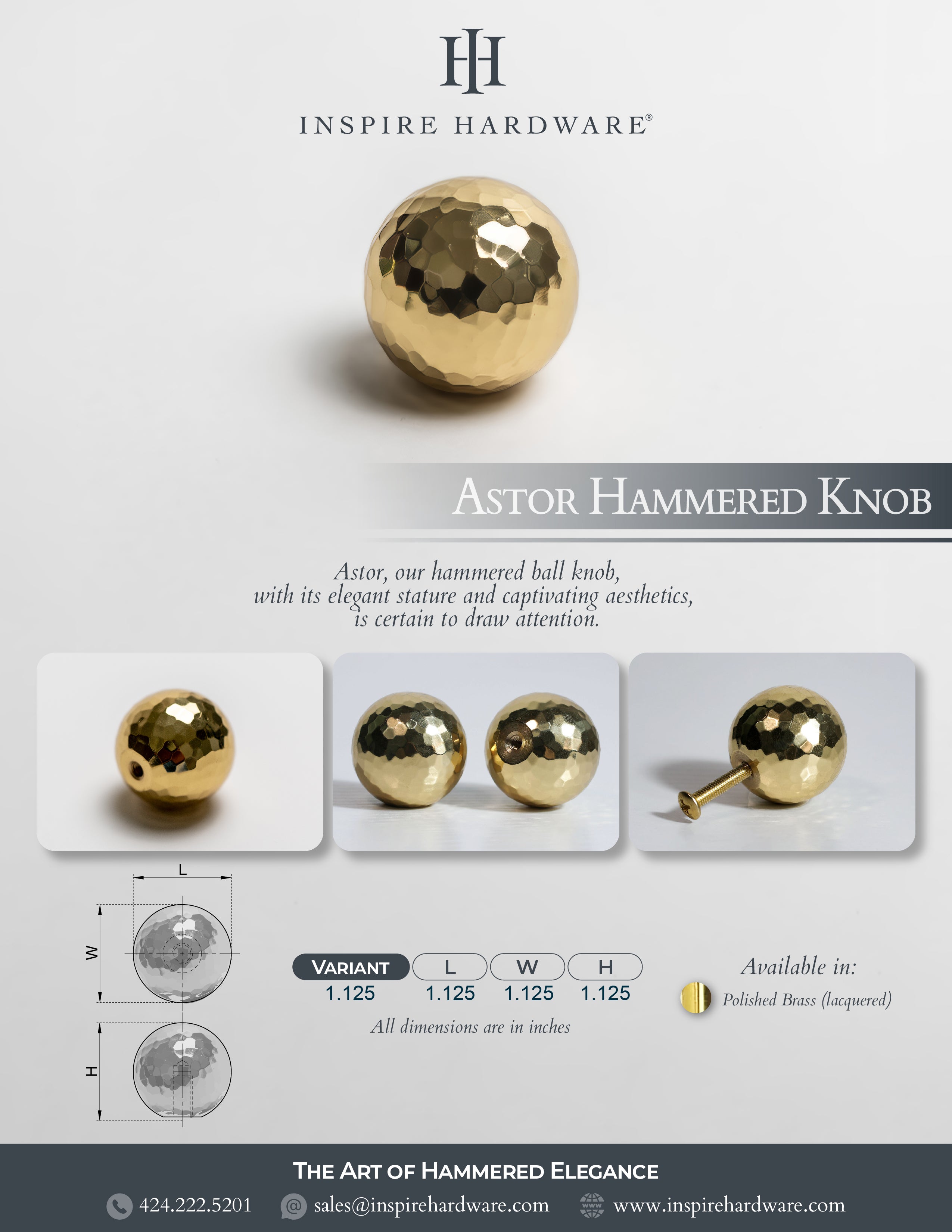 Catalog page for Astor Hammered Knob
