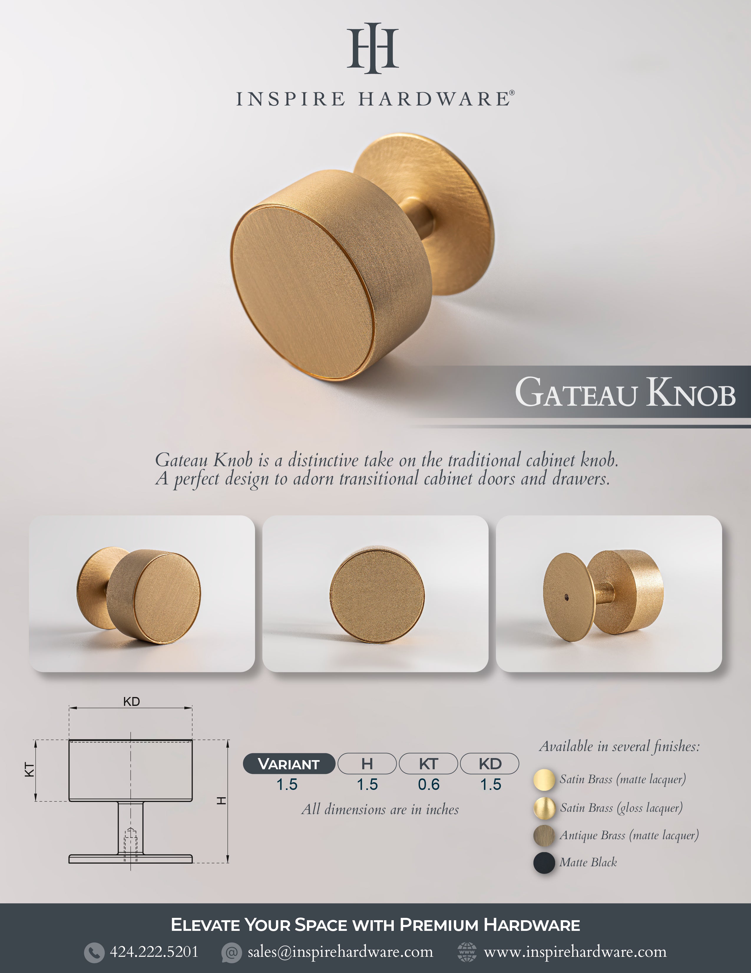 Catalog page for Gateau, Solid Brass Knobs