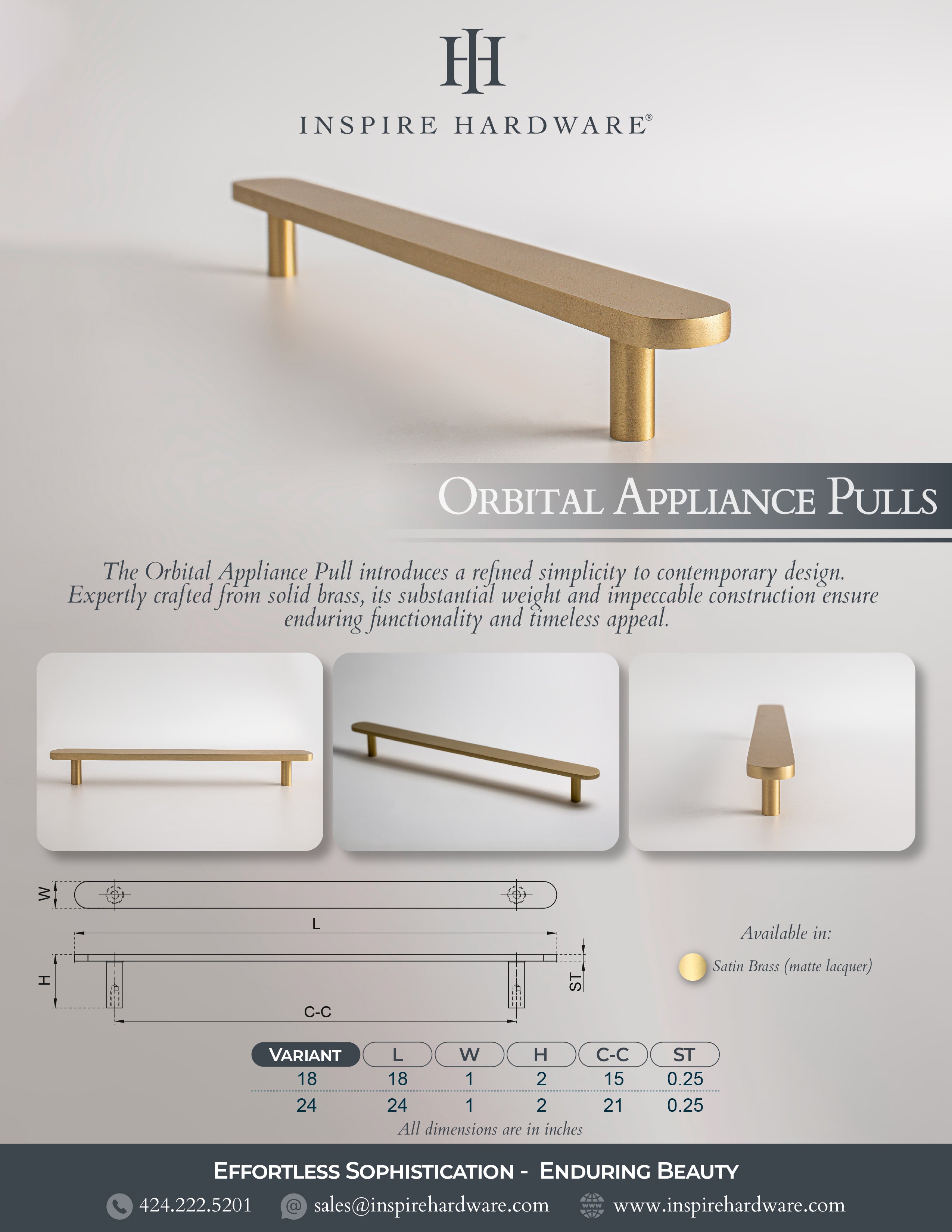 Catalog page for Orbital, Solid Brass Appliance Pulls