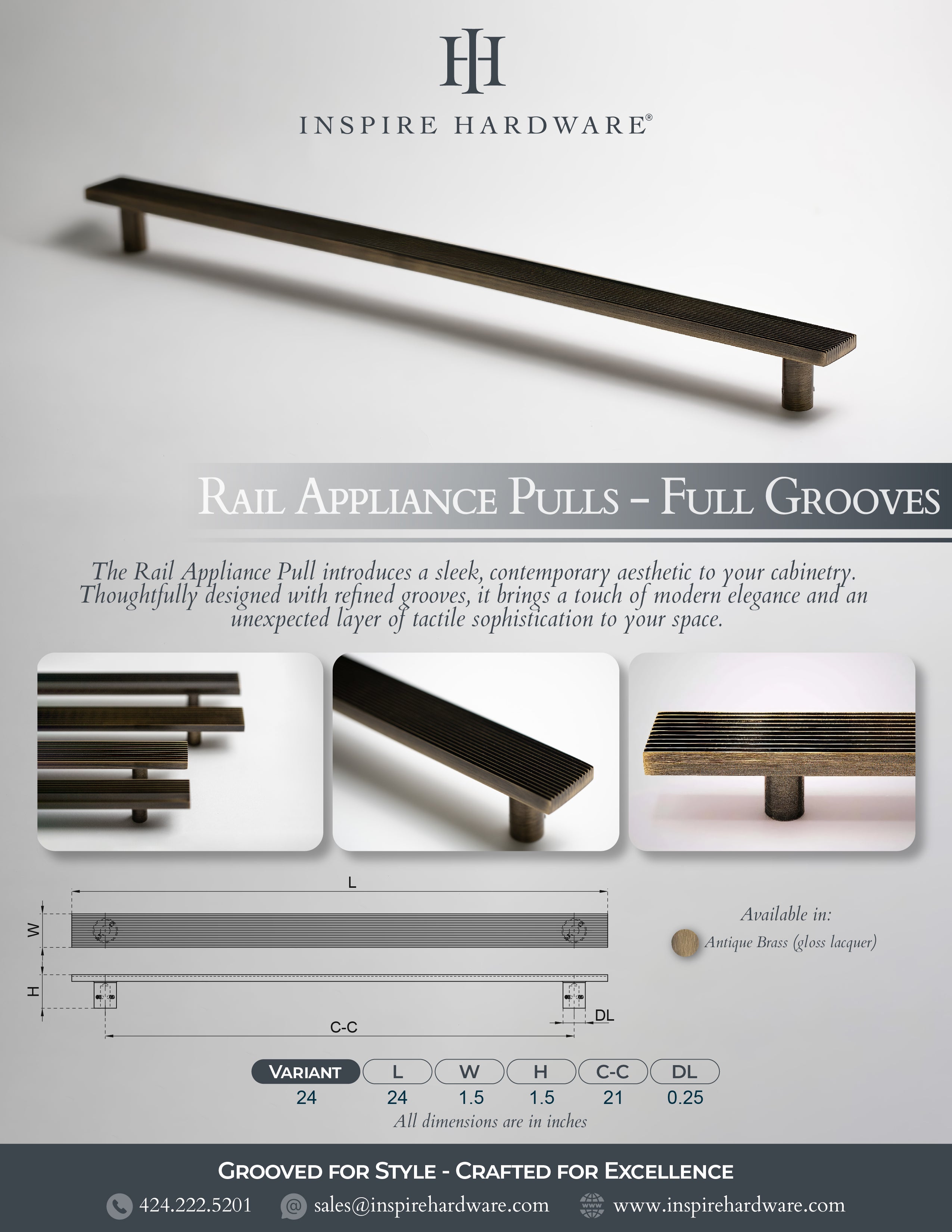 Catalog page for Rail, Antique Brass Appliance Pulls