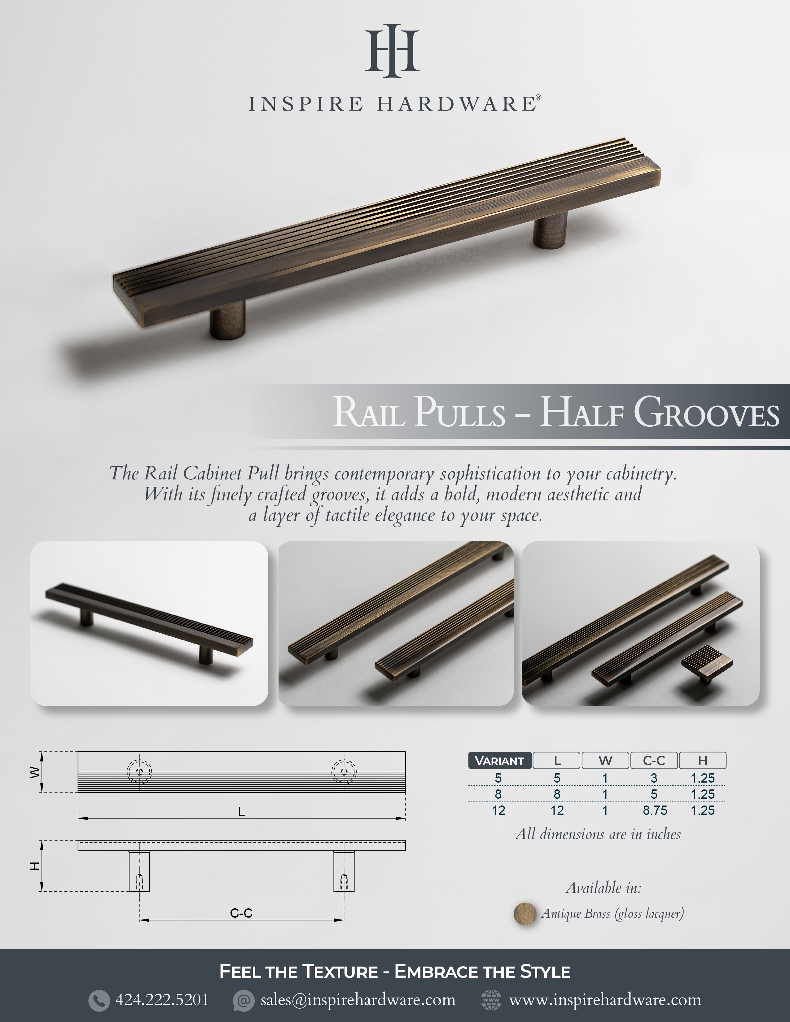 Catalog page for Rail, Antique Brass Cabinet Pulls